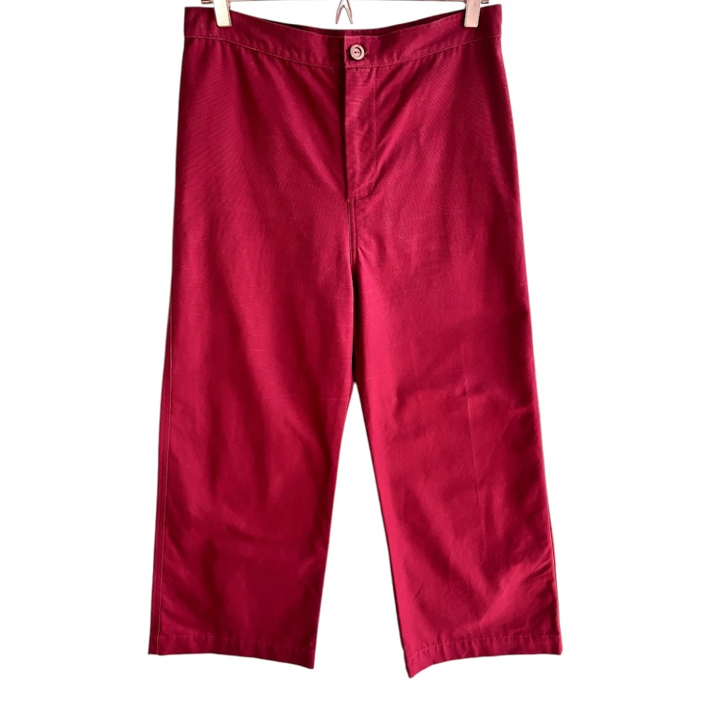 Womn. Carmen High Rise Cropped Canvas Pants Size 10 Red Wide Leg